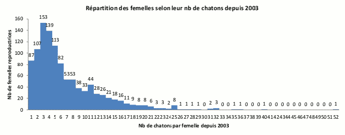 Nombre de chatons par chatte reproductrice